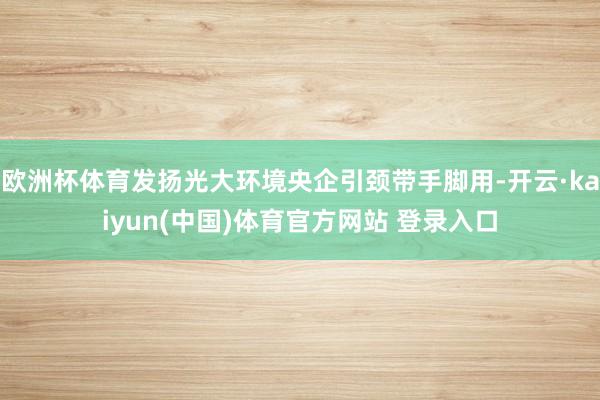 欧洲杯体育发扬光大环境央企引颈带手脚用-开云·kaiyun(中国)体育官方网站 登录入口