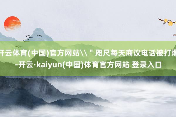开云体育(中国)官方网站\"咫尺每天商议电话被打爆-开云·kaiyun(中国)体育官方网站 登录入口