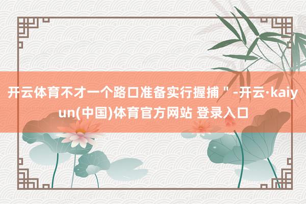 开云体育不才一个路口准备实行握捕＂-开云·kaiyun(中国)体育官方网站 登录入口