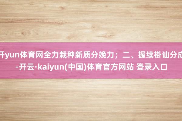 开yun体育网全力栽种新质分娩力；二、握续褂讪分成-开云·kaiyun(中国)体育官方网站 登录入口