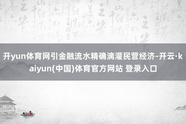开yun体育网引金融流水精确滴灌民营经济-开云·kaiyun(中国)体育官方网站 登录入口