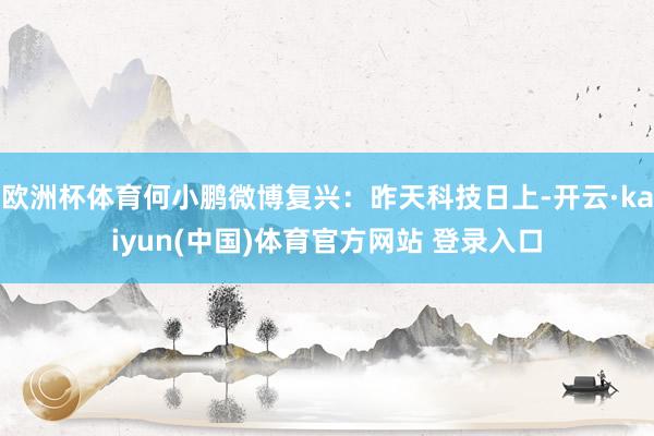 欧洲杯体育何小鹏微博复兴：昨天科技日上-开云·kaiyun(中国)体育官方网站 登录入口