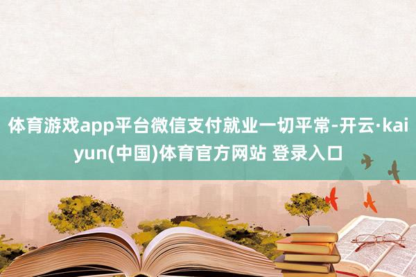 体育游戏app平台微信支付就业一切平常-开云·kaiyun(中国)体育官方网站 登录入口